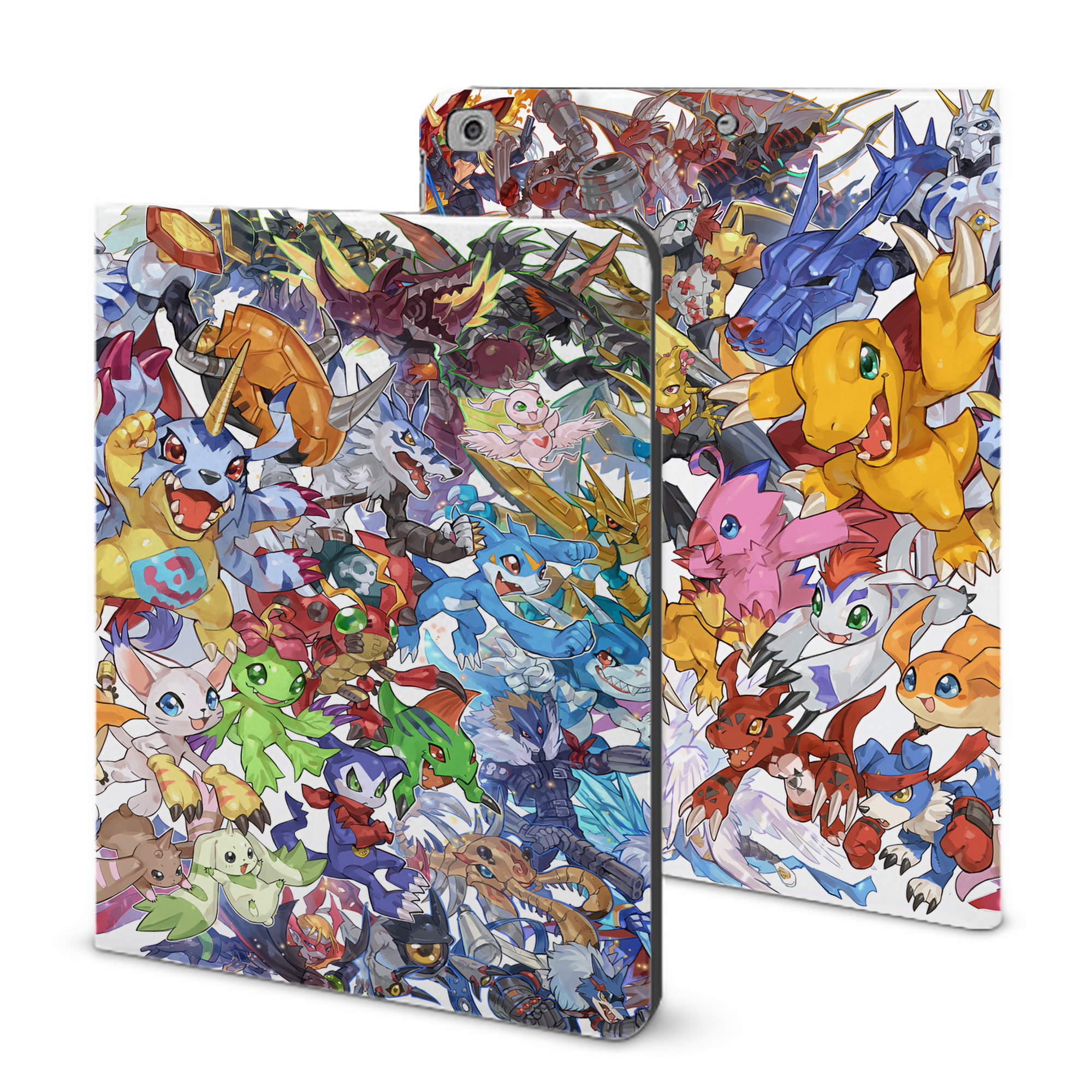 （画像用） Digimon デジタルモンスター/デジモン IPad ケース ブック型 PUレザー TPU 耐衝撃 軽量 薄型 ペン収納なし 全面保護 IPad 各モデル対応